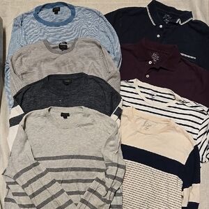 Lot of 8 - J. Crew Long and Short Sleeve Shirts and Pullover Sweaters, Size M